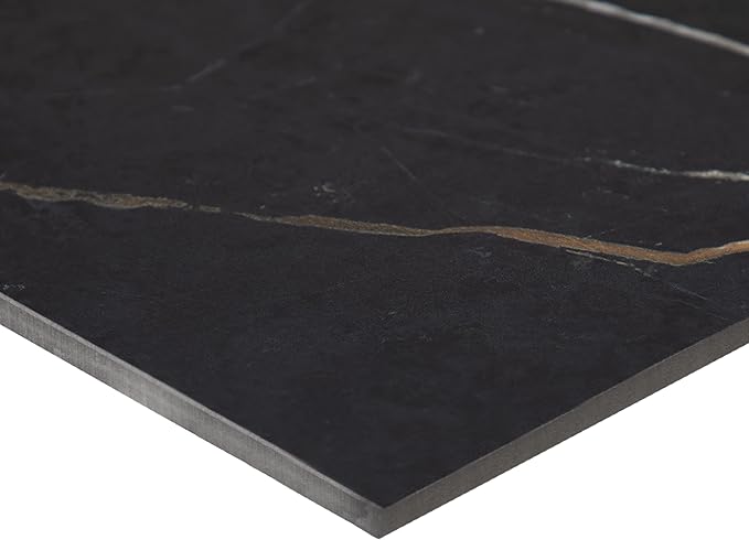 Daltile Perpetuo 24" x 24" Marble Look Porcelain Floor Tile in Matte Infinite Black for Kitchen, Bathroom, Living Room Floors | (4 PC Per Carton) (15.2 SQFT Per Carton)