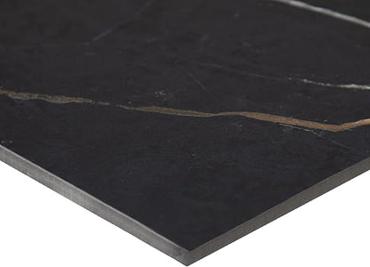 Daltile Perpetuo 12" x 12" Marble Look Porcelain Floor Tile in Matte Infinite Black for Kitchen, Bathroom, Living Room Floors | (13 PC Per Carton) (12.22 SQFT Per Carton)