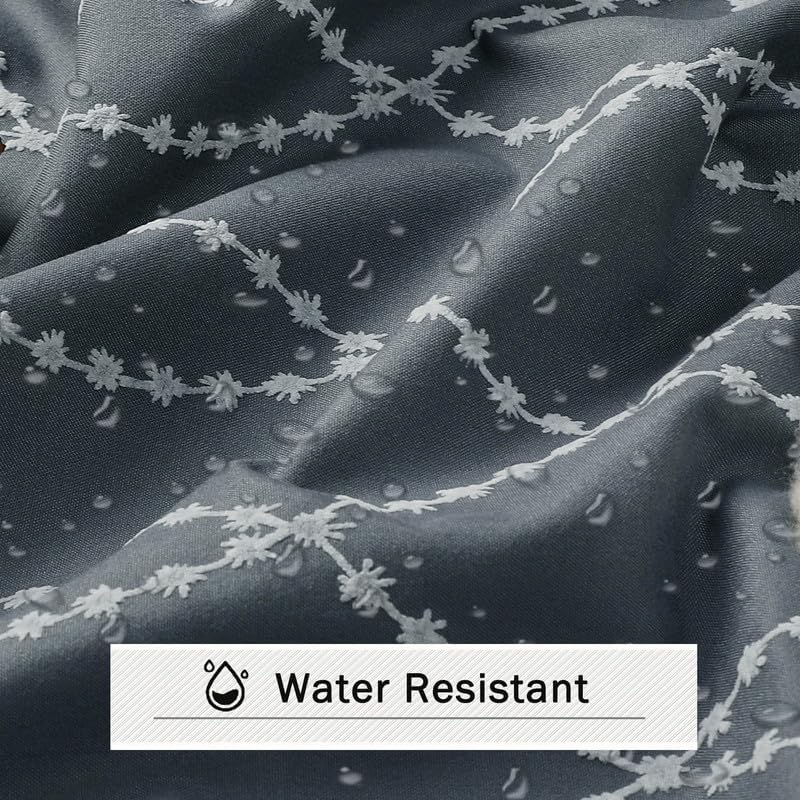 OVZME Dark Grey Stall Shower Curtain for Bathroom, Puff Printed Textured Shower Curtain with Tassels, Geometry Heavy Duty Vintage Country Narrow Bathroom Curtain, Water Resistant Fabric, 36Wx72L