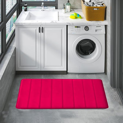Christmas Bathroom Rugs Red Bath Mats for Bathroom Comfort Memory Foam Bath Rug Set 3 Piece Non-Slip Bath Mat Set,Absorbent Shaggy Toilet Rugs Perfect Plush Rug,Bathrom Carpets for,Tub,Shower