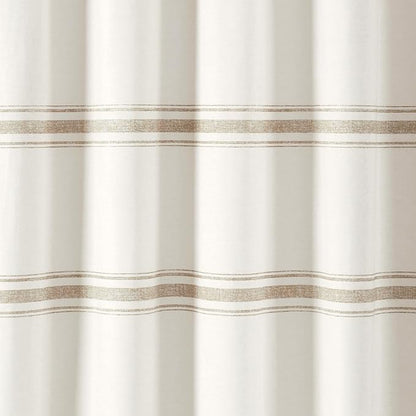 Lush Decor Farmhouse Stripe Cotton Shower Curtain, 72" W x 72" L, Neutral - Striped Bathroom Curtain - Fabric Shower Curtains - Farmhouse Bathroom Decor