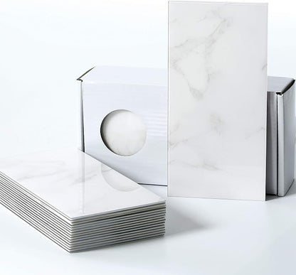 BeNice Peel and Stick Tile Backsplash Bathroom Cararra White 23pcs