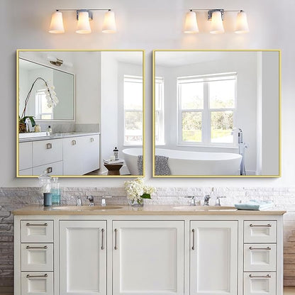 KOCUUY Large Gold Bathroom Mirror, 36x36 Inch Square Mirror for Bathroom Sink, Oversized Wall Mirror with Metal Gold Frame for Living Room, Farmhouse, Entryway, Hang Horizontal/Vertical