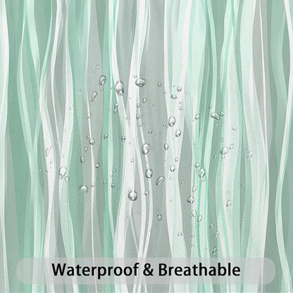 Moonslim Sage Green Grey Ombre Shower Curtain, Modern Wavy Abstract Striped Line Bathroom Curtain, Waterproof Fabric Bath Decor, 72 x 72 Inch