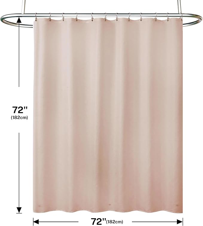 3 in 1 Shower Curtain Set, Pink Shower Curtain and Liner Set with 12 Double Sided Shower Curtain Hooks, Cloth Shower Curtains for Bathroom,Waterproof, 72" W*72" H