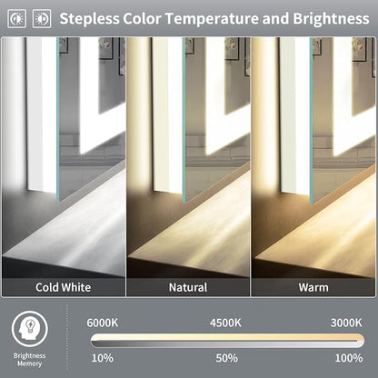 LED Mirror for Bathroom, 72x36 Inch Backlit + Front Lighted | Bathroom Vanity Mirror with Lights for Wall, Double Light Strips, 3 Colors, Shatter-Proof, Anti-Fog and Brightness Memory