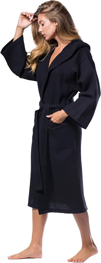 Turquaz Womens Lightweight Waffle Kimono Bathrobe for Men - Soft Quick-Dry Spa & Summer Towel Robe, Cotton Blend