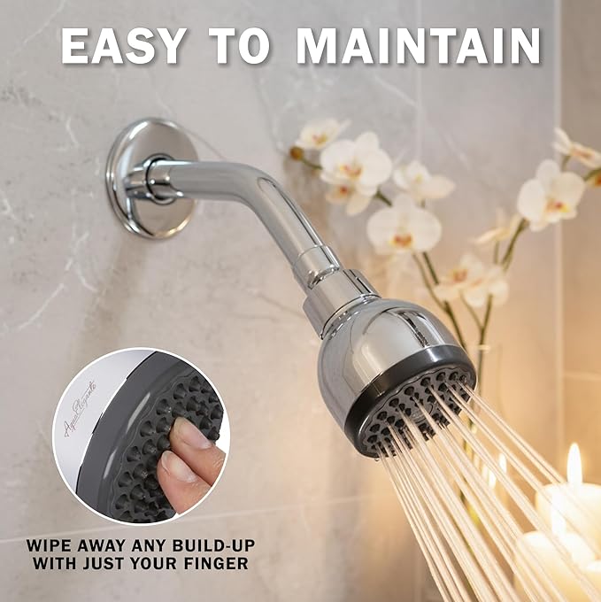High Pressure Shower Head - 1.8 GPM - Polished Chrome | Best 3 Inch Wall Mount Bathroom Showerhead For Boosting Low Flow With Anti-Clog Nozzles, Adjustable Brass Ball Joint