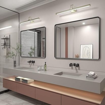 48x32 Black Bathroom Mirror for Wall | Matte Black Metal Frame, Rectangle Bathroom Vanity Mirror, Rounded Corner, Anti-Rust, Shatterproof (Horizontal/Vertical)