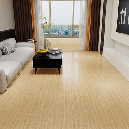 Peel and Stick Floor Tiles 36-Pack, Natural Oak Wood Plank Vinyl Flooring, Self-Adhesive Waterproof Floor Tile for Kitchen, Bathroom, Bedroom, Living Room, Easy Installation, 54 Sq Ft