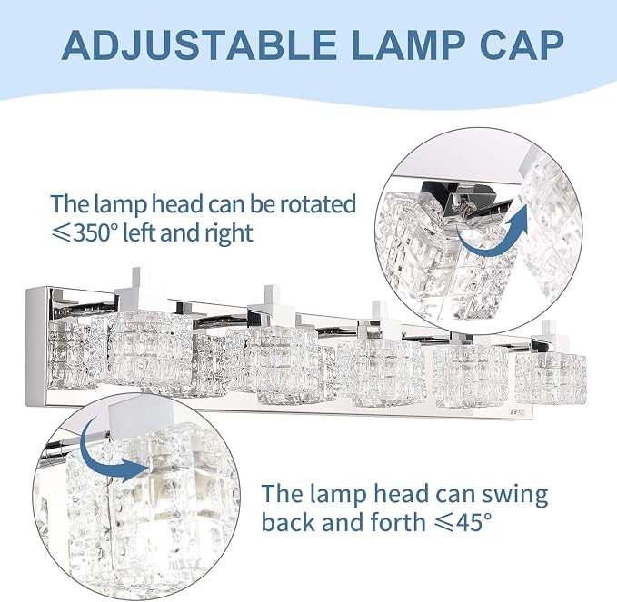 TRLIFE Bathroom Vanity Light Fixtures, Modern Bathroom Lights Over Mirror 3 Lights Vanity Light 19inches Crystal Vanity Light Fixture
