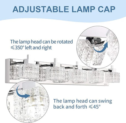 TRLIFE Bathroom Vanity Light Fixtures, Modern Bathroom Lights Over Mirror 3 Lights Vanity Light 19inches Crystal Vanity Light Fixture