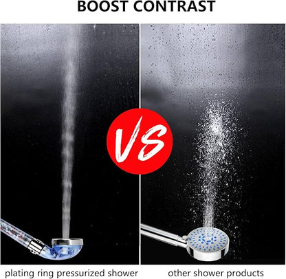 Jetting Shower Head, Modern Style, 3 Mode Shower Sprayer, High Pressure, Polished Finish, ABS Material, Mineral Stone Beads, 1 Spray Setting, 1.5" Diameter