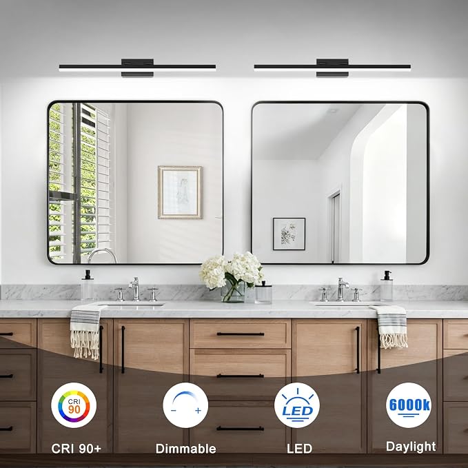 IZORRO Modern Bathroom Vanity Light 40 inch, Rotatable, 32W Dimmable Led Bathroom Light Fixture Over Mirror, Chrome Vanity Light Bar (Cool White 6000K)