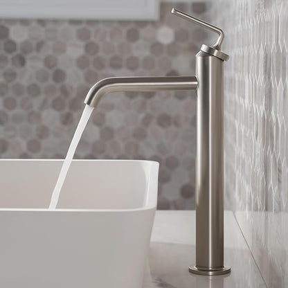 KRAUS Ramus Single Handle Vessel Sink Bathroom Faucet with Pop-Up Drain in Matte Black, KVF-1220MB-2PK