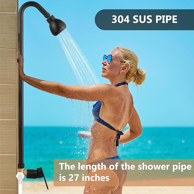 Outdoor Shower Kit,Outside Shower with Single Handle,Matte Black | Hot and Cold Outdoor Shower Fixtures,Stainless Steel,with Rotatable Shower Head,Easy Installation