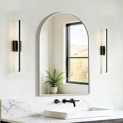 FICTOR 20" x 30" Arched Bathroom Vanity Mirror for Over Sink, Silver | Anti-Rust Metal Framed, HD Tempered Shatter-Proof Glass, Modern Wall Mirror for Entryway, Living Room, Bedroom