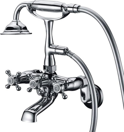 Sumerain Clawfoot Tub Faucet,3-Inch to 9-Inch Wall Mount Tub Faucets with Hand Shower Chrome Finish
