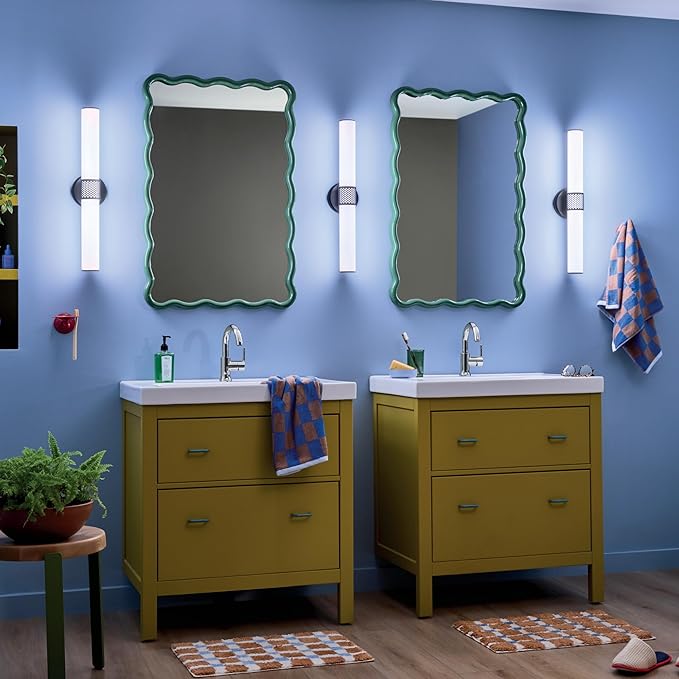 Kichler Sashi 24.25" LED Medium Bath Bar with White Glass in Black, Modern, for Vanity, Fireplace, Buffet, Hallway, Vanity Mirror, (24.25" W x 5" H) 55192BKLED