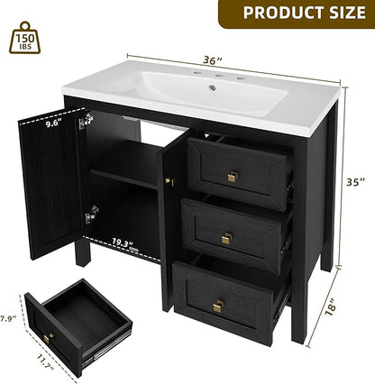 DWVO 36 Inch Bathroom Vanity with Sink | Bathroom Storage Cabinet