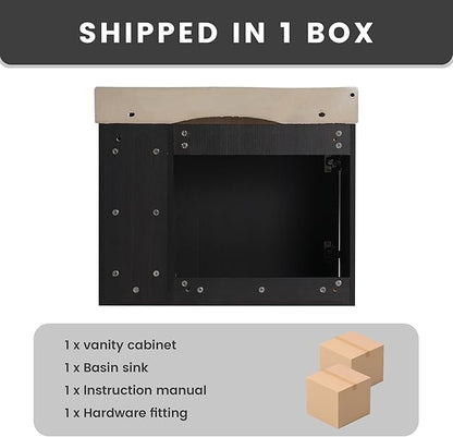 28" Floating Bathroom Vanity with Sink Combo,28 Inch Floating Vanity,Modern Single Sink Bathroom Vanity Combo,Black Wall Mounted Cabinet Set