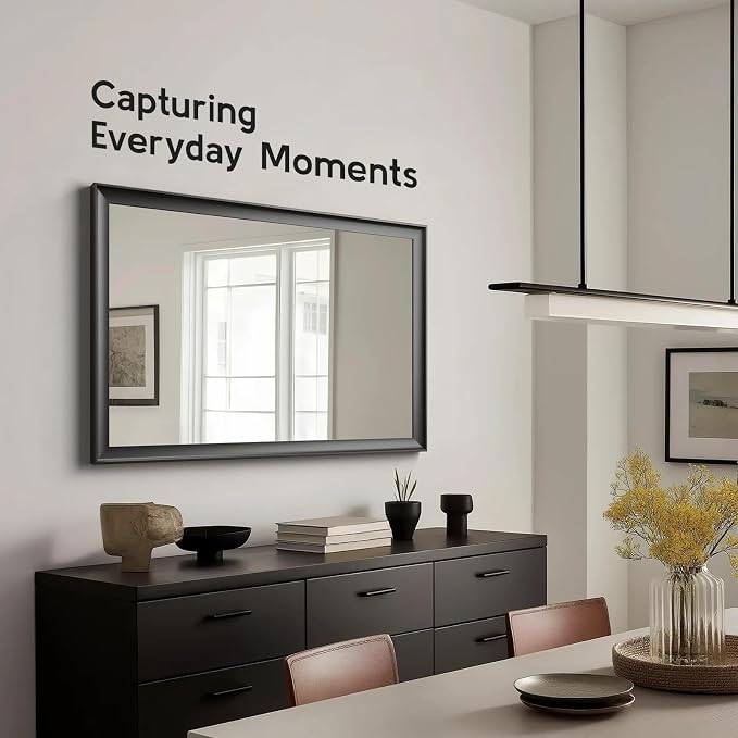 2 Pack Black Bathroom Mirrors for Over Sink 24x36 Inch | Rectangle Wall Vanity Mirror for Bedroom, Entryway, Living Room Decor, Aluminum Alloy Framed, Anti-Rust