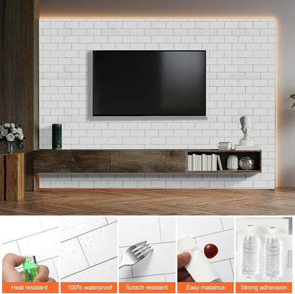 2026 New Upgrade Peel and Stick Backsplash Tile, Peel and Stick 11.34" X 11.57" Wall Tile for Kitchen, Bathroom, Fireplace, Laundry (Pure White, 1 Pack)