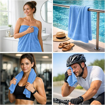 DAN RIVER 8 Piece Luxury Bath Towels for Bathroom, Towel Set, Medium Blue | 2 Bath towels, 2 Hand towels, and 4 Wash Cloths, 600 GSM 100% Ring Spun Cotton, Highly Absorbent, Gym, Hotel, guest, and Spa