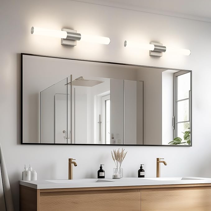 Brushed Nickel Bathroom Light Fixture 5CCT Dimmable 18W Led Bathroom Vanity Lights Over Mirror Modern Bath Lights for Mirror