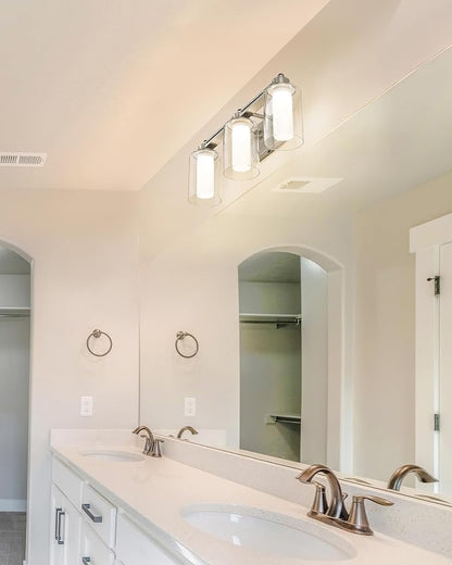 HWH Modern Bathroom Light Fixtures, Clear Glass, 5CCT, 5HLT63B-3W-LED BN | Dimmable, Brushed Nickel, 18W, Vanity Lights for Bathroom, Wall Light Fixtures, Smooth LED Brightness Adjustment, ETL Listed