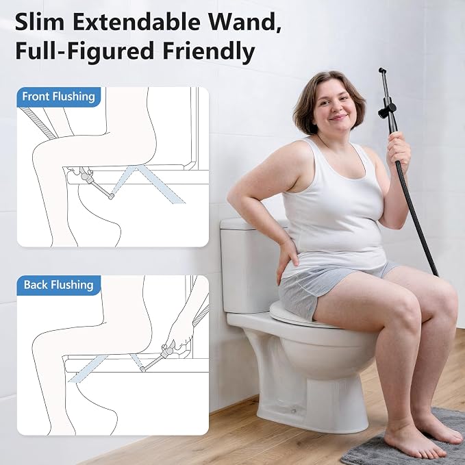 SPACEREST Handheld Bidet Sprayer for Toilet, Leak-Proof Stainless Steel Bidet Attachment for Toilet, Adjustable Spray Angle & Water Pressure, Toilet Sprayer for Personal Care, Postpartum (Black)