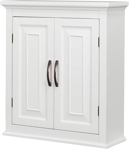 Teamson Home St. James Removable Wood Wall Cabinet 2 Doors 2 Adjustable Shelves 3 Storage Spaces, White | Storage