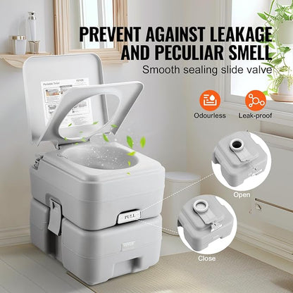 VEVOR Portable Toilet for Camping, RV Toilet with Carry Bag, 5.3 Gal Waste Tank & 3.2 Gal Flush Tank, Push-Button Pressurized Flush Commode, Leak-proof and Odourless Travel Toilet for Camping Car