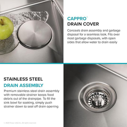 KRAUS Standart Pro 10-inch Undermount Single Bowl 16 Gauge Stainless Steel Bar Kitchen Sink, KHU101-10