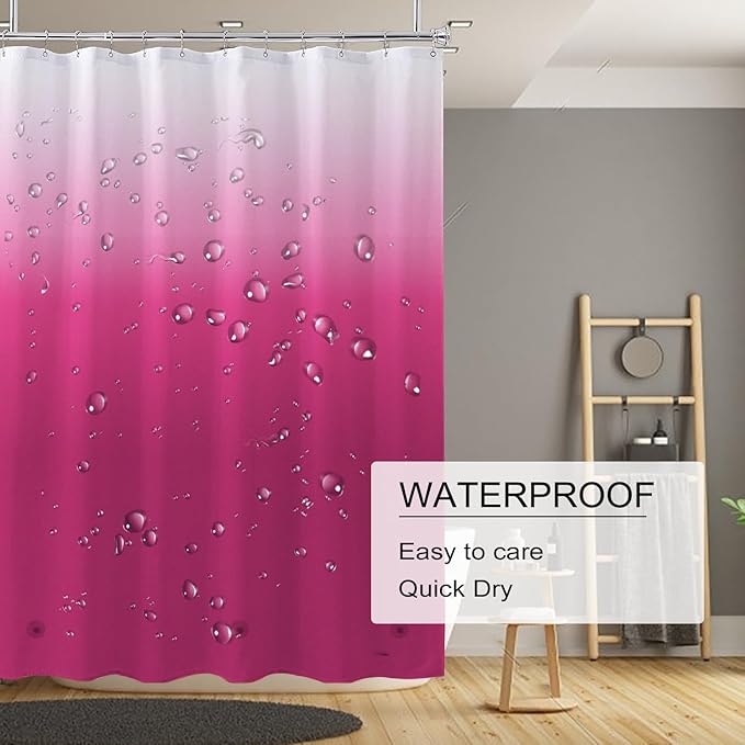 Red Shower Curtain Liner, 4G PEVA Shower Liner, Plastic Peva Waterproof Shower Curtains, 72x72 inch with Grommet Holes 3 Magnetic Weights