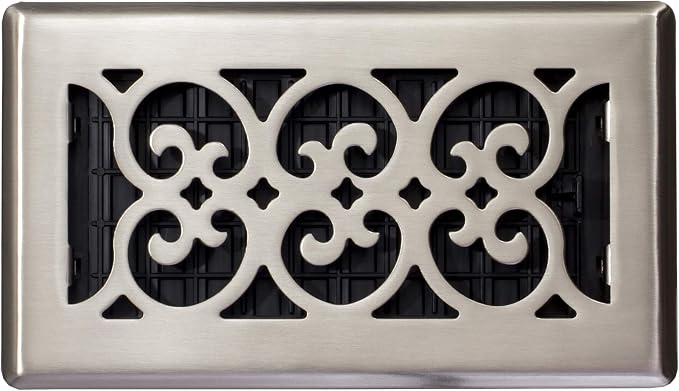 Decor Grates SPH408-NKL Floor Register, 4x8, Brushed Nickel Finish