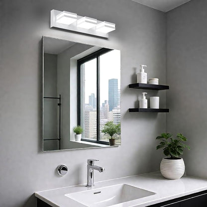 IZORRO LED Modern Bathroom Lights Fixtures(8-Light,Dimmable),Matte White Acrylic Wall Lighting,Vanity Lights for Bathroom Over Mirror - 6000k 16In （No Assembly Required）