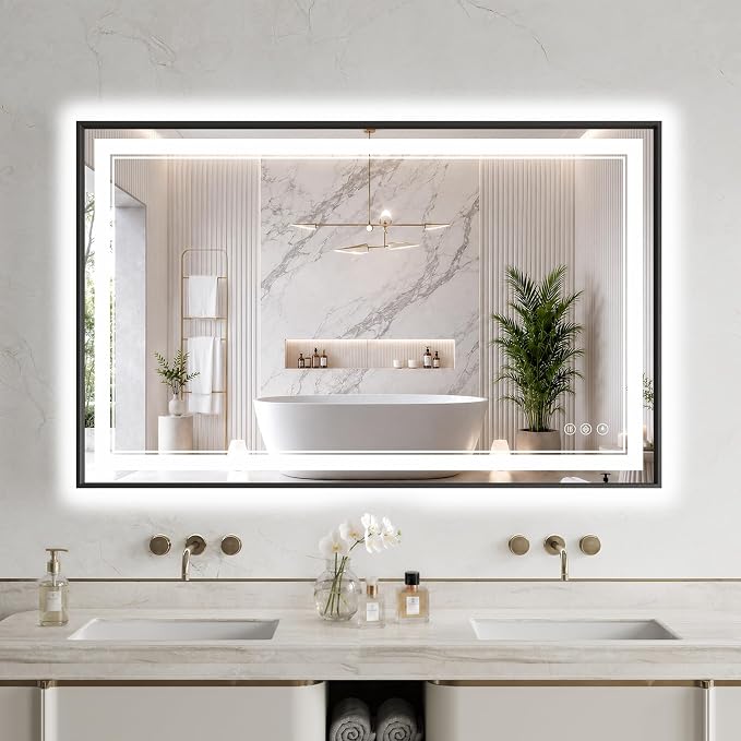 30"x48" LED Bathroom Mirror with Lights, Backlit + Front Lit, Anti-Fog | Lighted Bathroom Mirror with One-Piece Aluminum Alloy Frame, HD Shatterproof Tempered Glass, Dimmable, Memory Function