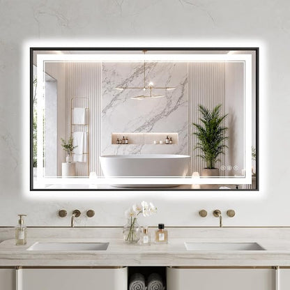 30"x48" LED Bathroom Mirror with Lights, Backlit + Front Lit, Anti-Fog | Lighted Bathroom Mirror with One-Piece Aluminum Alloy Frame, HD Shatterproof Tempered Glass, Dimmable, Memory Function