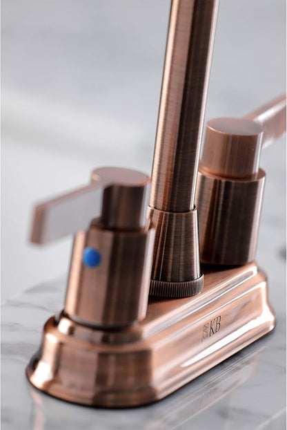 Kingston Brass KB849NDLAC NuvoFusion Two-Handle 2-Hole Deck Mount Bar Faucet in Antique Copper