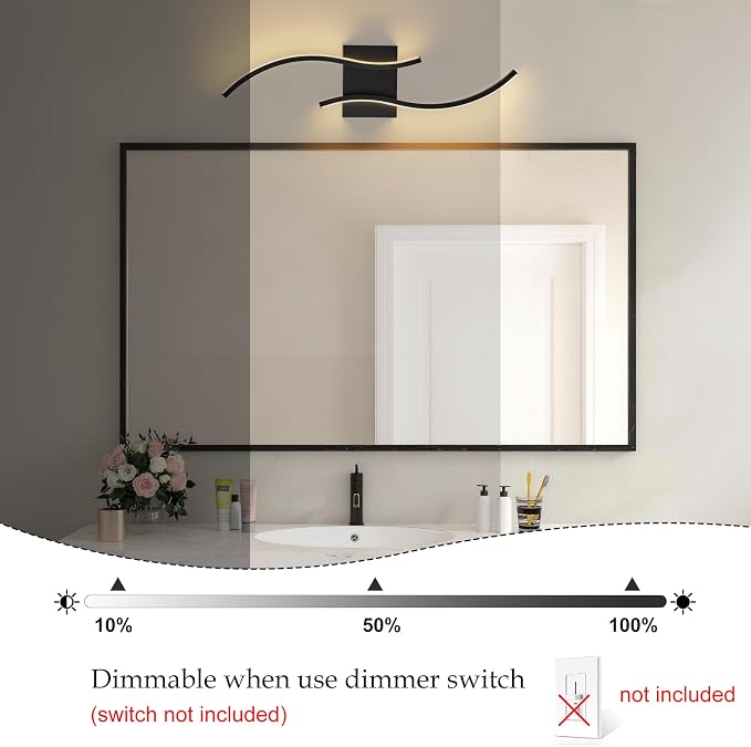 KARTOOSH Hardwired LED Vanity Lights for Bathroom | 1 Pack 23.6 Inch, 3CCT Dimmable, Waterproof, Rustproof, Bathroom Light Fixtures Over Mirror