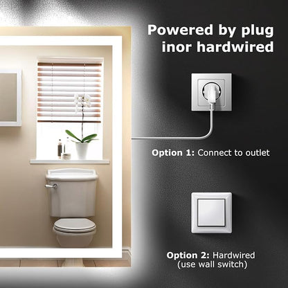 Hivone 30"X36" LED Bathroom Mirror with Lights, Anti-Fog, Dimmable, Backlit + Front Lit, Smart Bathroom Vanity Mirror, Memory Function, Shatterproof, Tempered Glass (Horizontal/Vertical)