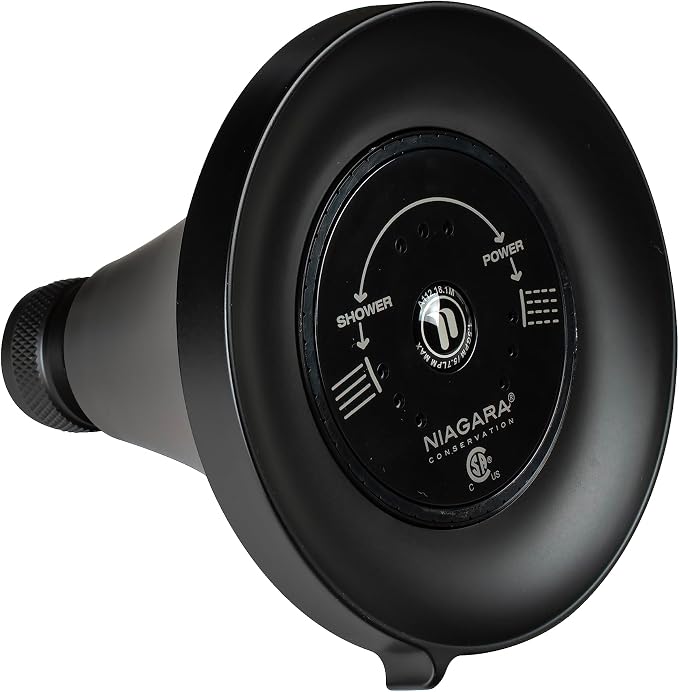 Niagara Conservation N3915MB Earth Luxe 3-Spray with 1.5 GPM 3.35-in. Wall Mount Adjustable Fixed Shower Head in Matte Black, 1-Pack | Bathroom Shower Head Sprayer with Pressure Compensation