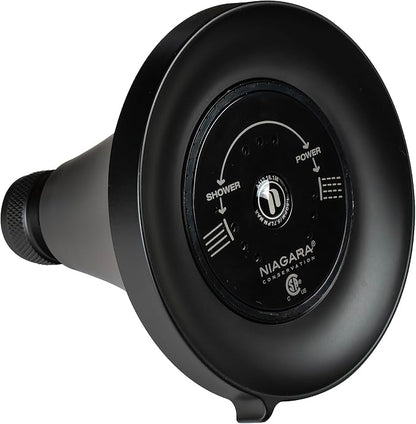 Niagara Conservation N3915MB Earth Luxe 3-Spray with 1.5 GPM 3.35-in. Wall Mount Adjustable Fixed Shower Head in Matte Black, 1-Pack | Bathroom Shower Head Sprayer with Pressure Compensation