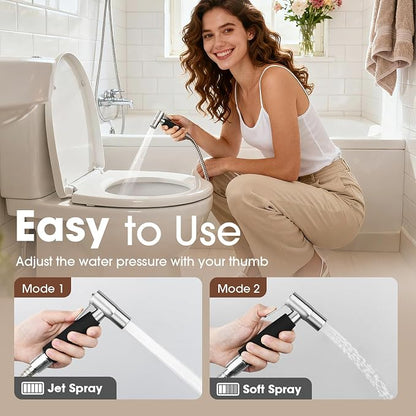 Handheld Bidet Sprayer Head,Stainless Steel Muslim Shower Head for Toilet,Adjustable Pressure Jet Sprayer for Feminine Hygiene and Pet Bath Bathroom Cloth Diaper Cleaning (Black)