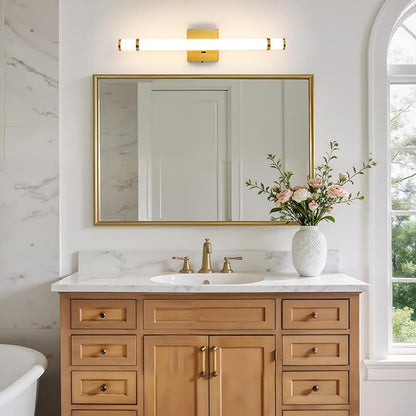 Gold Bathroom Light Fixtures - 23 Inch LED Modern Vanity Lights for Bathroom with Acrylic Shade 14W Dimmable 5CCT Bathroom Sconces Wall Lighting Over Mirror Cabinets(Built-in Dimmer)