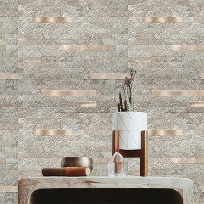 Art3d Faux Stone Peel & Stick Backsplash Tile, 20 pcs, Ecru Slate | PVC, Multi-Style Decor Sheets, Waterproof, Traceless Peel, No Wall Damage, Ideal for Kitchen