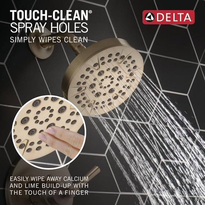 Delta Saylor 14 Series 5-Setting Shower Faucet Set, Brushed Gold Shower Head and Handle Set, Valve Trim Kit, Champagne Bronze T14235-CZ (Valve Not Included)
