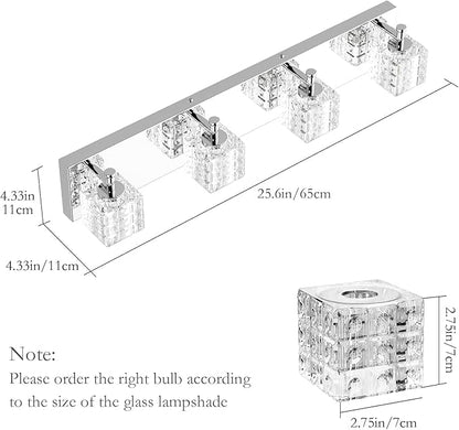 Ralbay Modern LED Chrome Vanity Lights - 4 Lights Crystal Bathroom Light Fixtures Over Mirror