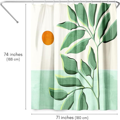 Americanflat 71x74 Boho Shower Curtain - Water-Resistant Long Shower Curtain with Durable Metal Grommets and 12 Hooks - 100% Polyester - Ivory, Burnt Orange and Green Bathroom Curtains